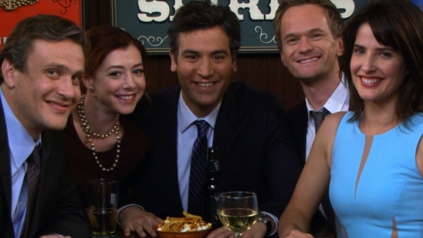 Jason Segel, Alyson Hannigan, Josh Radnor, Neil Patrick Harris, and Cobie Smulders, as Marshall, Lily, Ted, Barney, and Robin on How I Met Your Mother