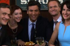 Jason Segel, Alyson Hannigan, Josh Radnor, Neil Patrick Harris, and Cobie Smulders, as Marshall, Lily, Ted, Barney, and Robin on How I Met Your Mother