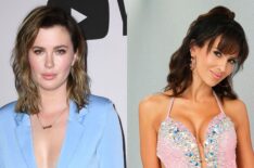 Ireland Baldwin in January 2020; Hilaria Baldwin promo for 'Dancing With the Stars' Season 34, 2025.