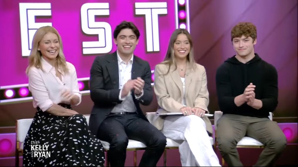 Kelly Ripa, Michael Consuelos, Lola Consuelos, and Joaquin Consuelos on a May 2022 episode of ABC's 'Live With Kelly and Ryan.'