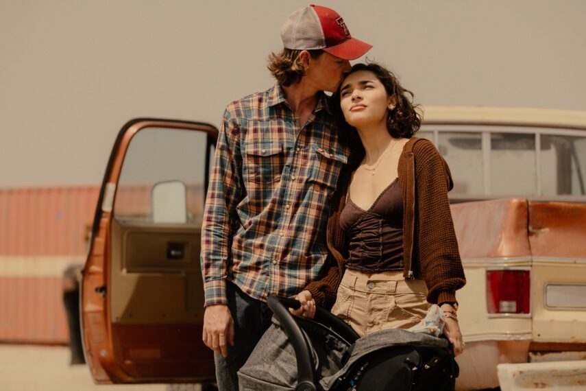 Jacob Lofland as Cooper Norris and Paulina Chavez as Ariana in Landman episode 1, season 2, streaming on Paramount+. Photo Credit: Emerson Miller/Paramount+