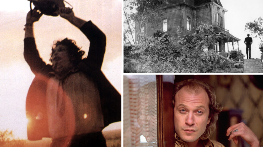 THE TEXAS CHAINSAW MASSACRE, Gunnar Hansen, 1974; PSYCHO, Anthony Perkins, 1960; THE SILENCE OF THE LAMBS, Ted Levine, 1991