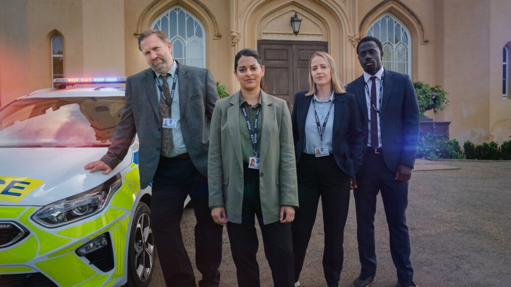 Phill Langhorne, Natalie Dew, Holli Dempsey, and Tijan Sarr, Season 3 of 'The Marlow Murder Club' first look, PBS.