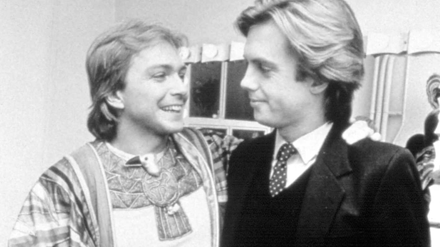 DAVID & SHAUN CASSIDY, Shaun visits after David's performance in Joseph And The Amazing Technicolor Dreamcoat, March-Sept, 1983, Royale Theatre, Broadway.