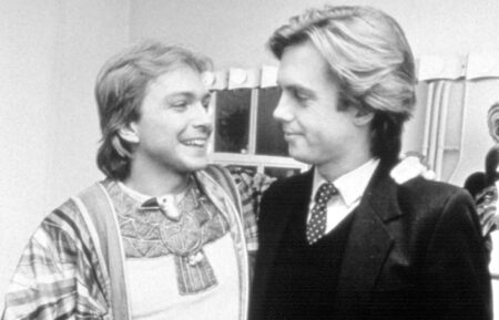 DAVID & SHAUN CASSIDY, Shaun visits after David's performance in Joseph And The Amazing Technicolor Dreamcoat, March-Sept, 1983, Royale Theatre, Broadway.