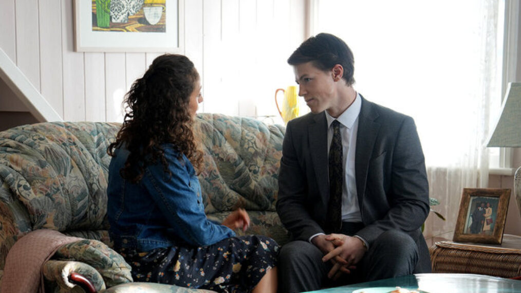 THE RAINMAKER -- Episode 107 -- Pictured: (l-r) Robyn Cara as Kelly Riker, Milo Callaghan as Rudy Baylor -- (Photo by: Chistopher Barr/USA Network)