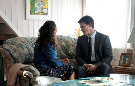 THE RAINMAKER -- Episode 107 -- Pictured: (l-r) Robyn Cara as Kelly Riker, Milo Callaghan as Rudy Baylor -- (Photo by: Chistopher Barr/USA Network)