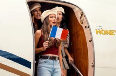 Veronica Long, Miranda Cosgrove, and Christin Park as Heather, Dawn, and Jasmine in The Wrong Paris