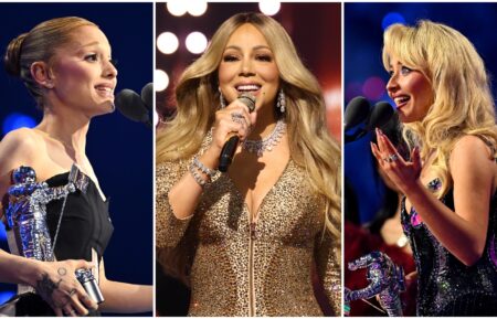 Ariana Grande, Mariah Carey, and Sabrina Carpenter at the 2025 VMAs
