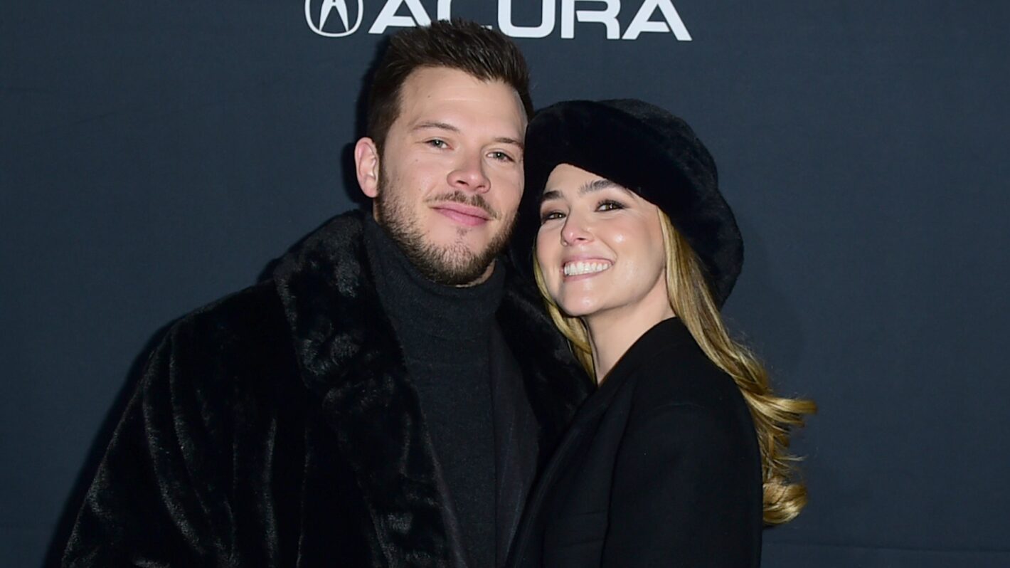 PARK CITY, UTAH - JANUARY 21: Jimmy Tatro and Zoey Deutch attend the Theater Camp Premiere Party hosted by Acura at Acura Festival Village during Sundance Film Festival 2023 on January 21, 2023 in Park City, Utah.