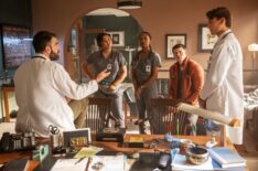 Zachary Quinto as Dr. Oliver Wolf, Aury Krebs as Dr. Dana Dang, Ashleigh Lathrop as Dr. Ericka Kinney, Alex MacNicoll as Dr. Van Markus, Brian Altemus as Dr. Charlie Porter — 'Brilliant Minds' Season 2 Premiere 'Phantom Hook'