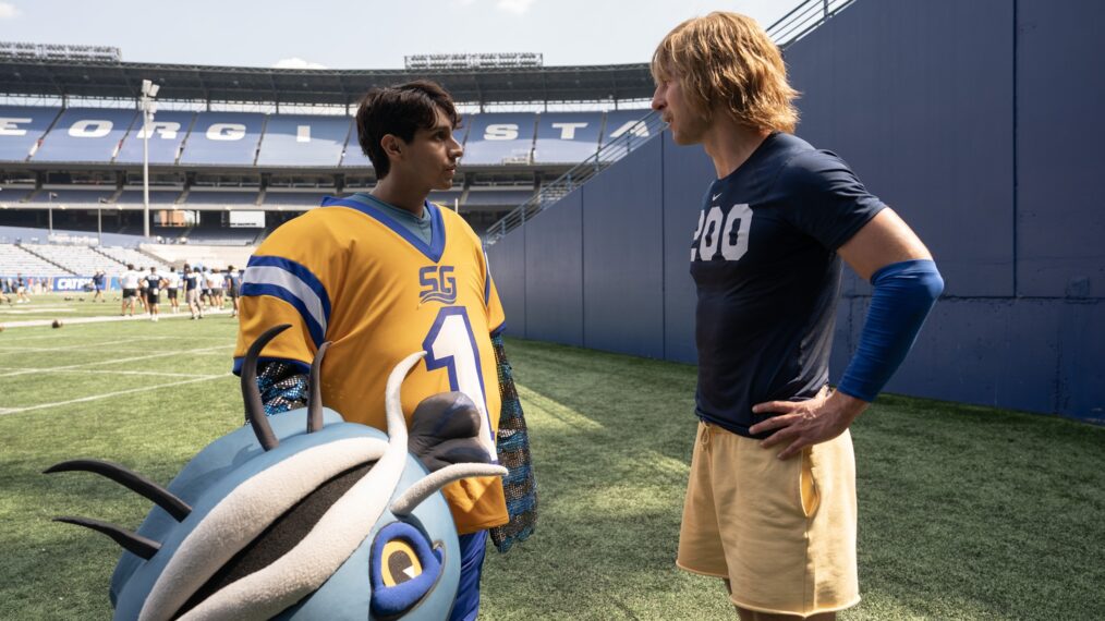 Frankie A. Rodriguez and Glen Powell in 'Chad Powers' Season 1