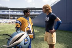 Frankie A. Rodriguez and Glen Powell in 'Chad Powers' Season 1
