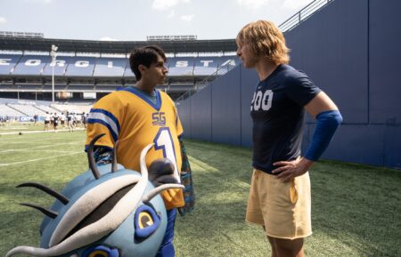 Frankie A. Rodriguez and Glen Powell in 'Chad Powers' Season 1
