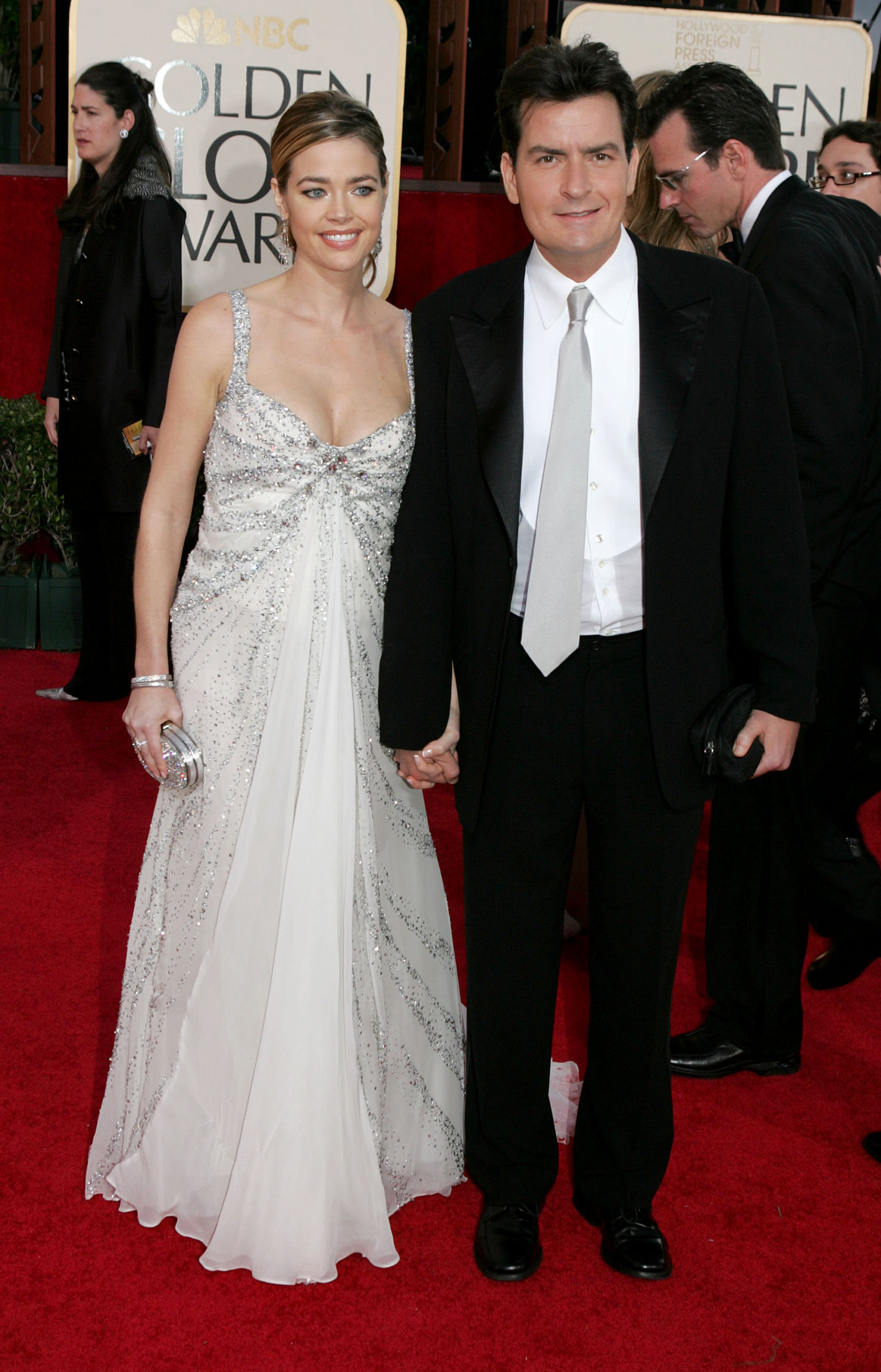 Actors Denise Richards and Charlie Sheen arrive at the 62nd Annual Golden Globe Awards