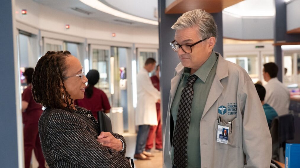 S. Epatha Merkerson as Sharon Goodwin, Oliver Platt as Dr. Daniel Charles — 'Chicago P.D.' Season 11 Premiere 