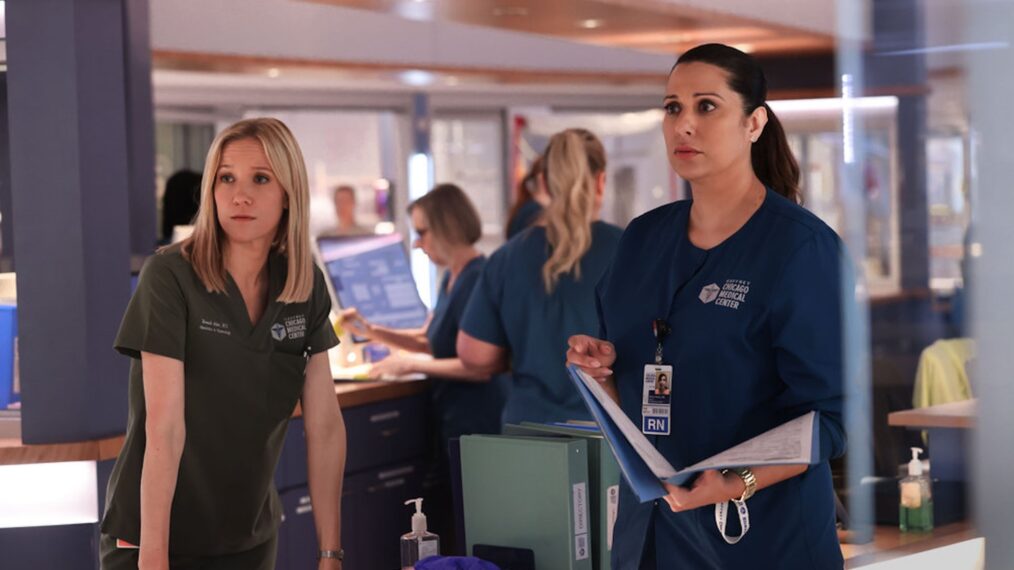 Jessy Schram as Dr. Hannah Asher, Lorena Diaz as Nurse Doris — 'Chicago Med' Season 11 Episode 2 