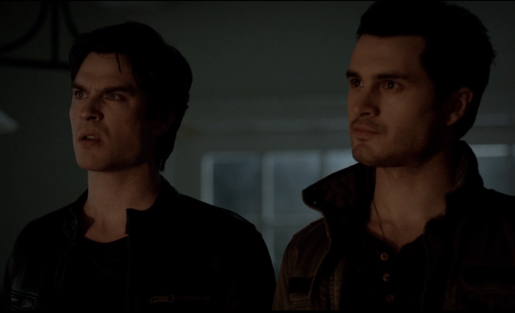 Ian Somerhalder and Michael Malarkey as Damon and Enzo in The Vampire Diaries