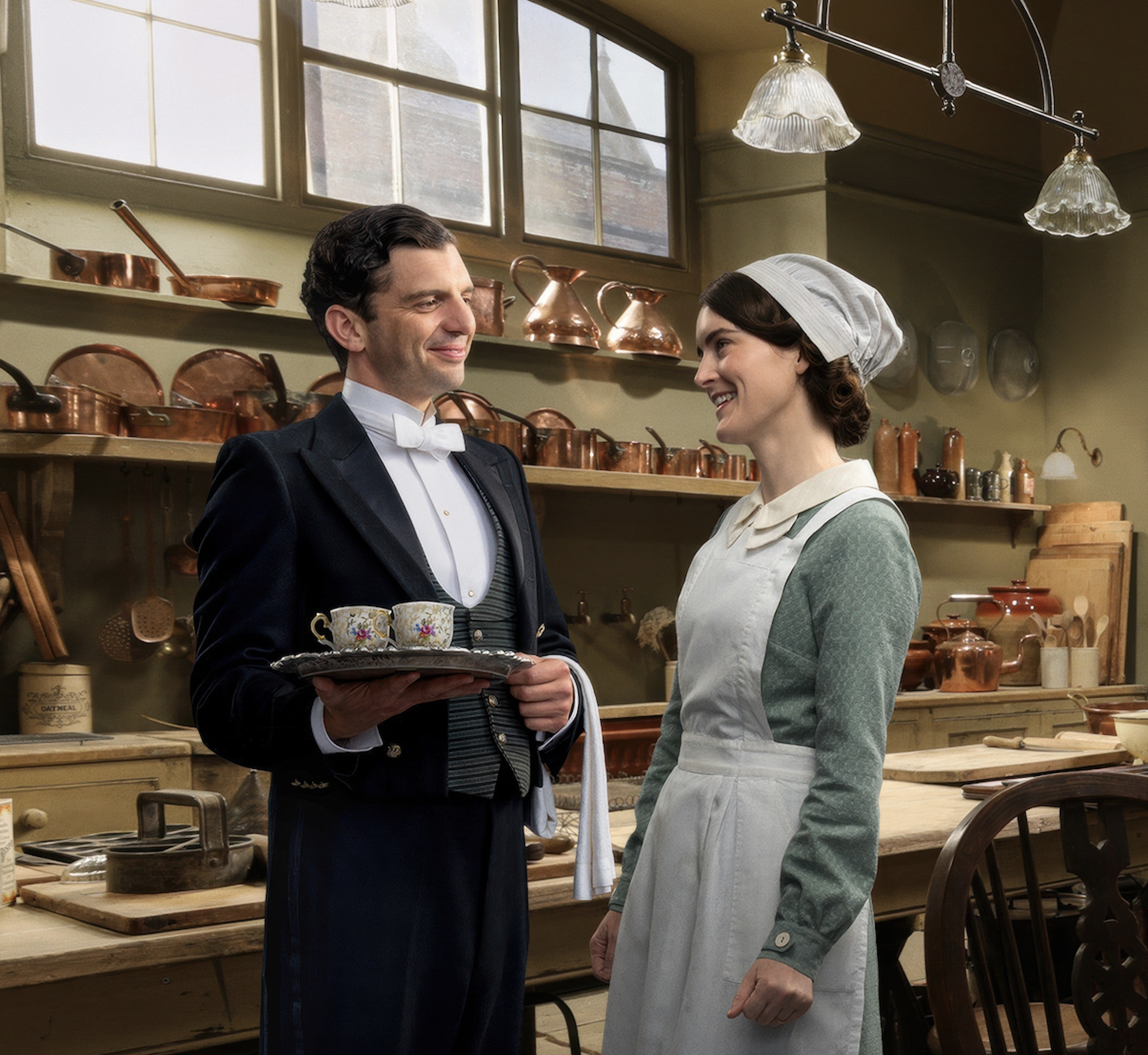 Michael C. Fox and Sophie McShera as Andy and Daisy in 'Downton Abbey'