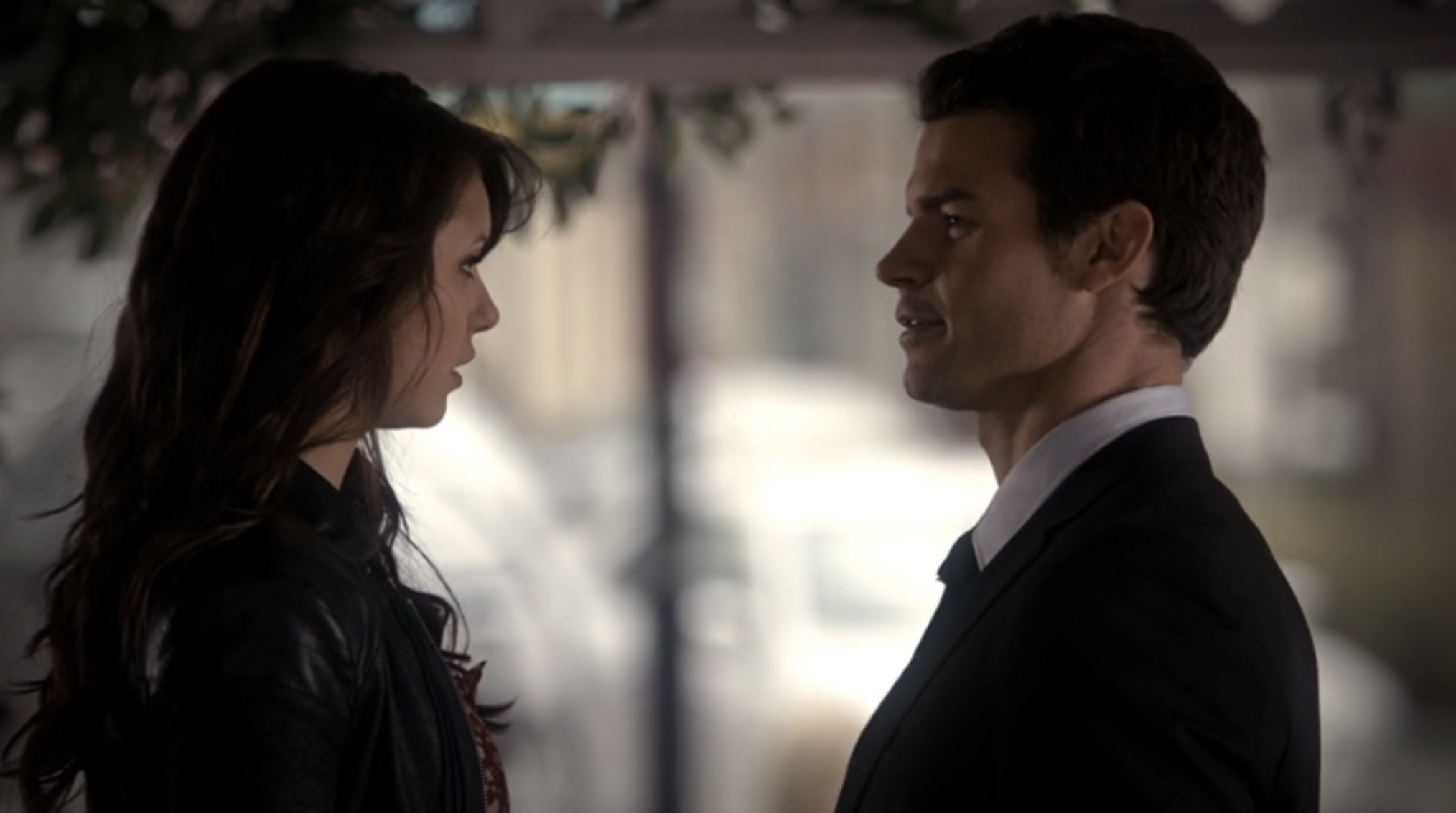 Nina Dobrev and Daniel Gillies as Elena and Elijah in The Vampire Diaries