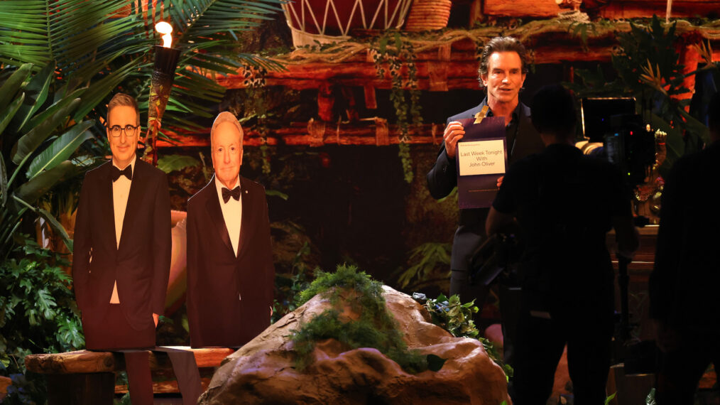 Jeff Probst (R) speaks onstage during the 77th Primetime Emmy Awards at Peacock Theater on September 14, 2025 in Los Angeles, California.