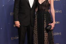 Jimmy Kimmel and Molly McNearney attend the 77th Primetime Emmy Awards at Peacock Theater on September 14, 2025 in Los Angeles, California.