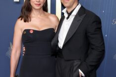 Lucia Aniello and Paul W. Downs attend the 77th Primetime Emmy Awards at Peacock Theater on September 14, 2025 in Los Angeles, California.