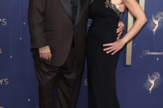 Matty Matheson and Trish Spencer attend the 77th Primetime Emmy Awards at Peacock Theater on September 14, 2025 in Los Angeles, California.
