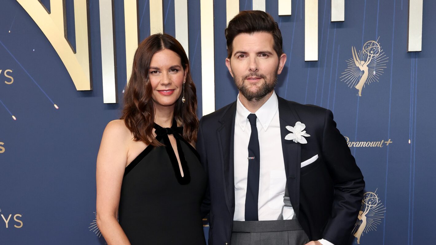Naomi Scott and Adam Scott at the 2025 Emmys