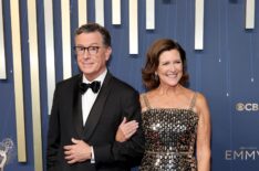 Stephen Colbert and Evelyn McGee-Colbert attend the 77th Primetime Emmy Awards at Peacock Theater on September 14, 2025 in Los Angeles