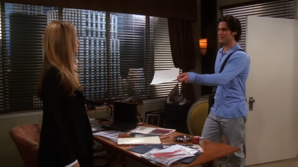 Jennifer Aniston as Rachel and Eddie Cahill as Tag in 'Friends'