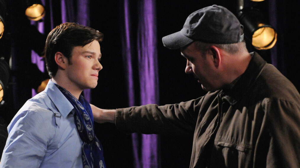 Chris Colfer as Kurt Hummel and Mike O'Malley as Burt Hummel in 'Glee'