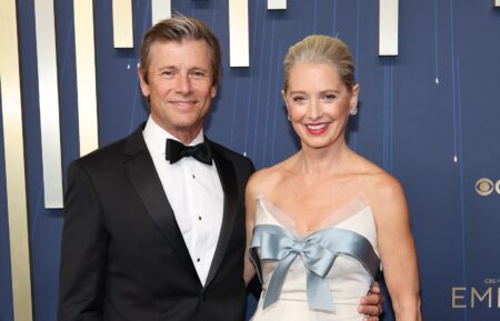 Grant Show and Katherine LaNasa attend the 77th Primetime Emmy Awards at Peacock Theater on September 14, 2025 in Los Angeles, California.