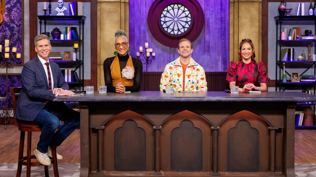 John Henson, Carla Hall, Zac Young, and Stephanie Boswell on Halloween Baking Championship