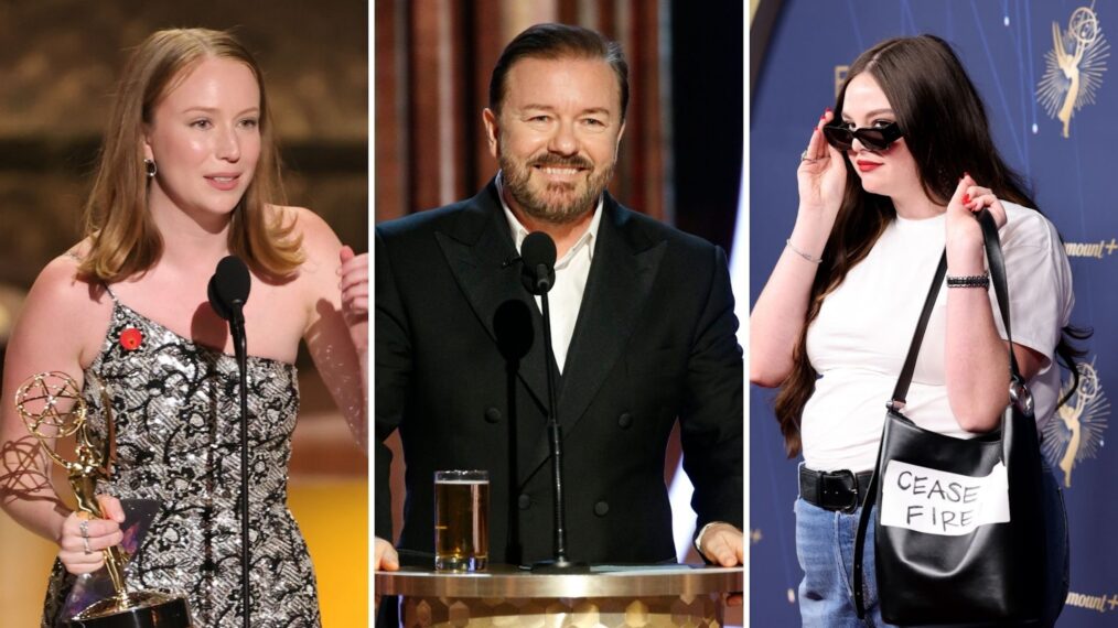 Hannah Einbinder, Ricky Gervais, and Megan Statler