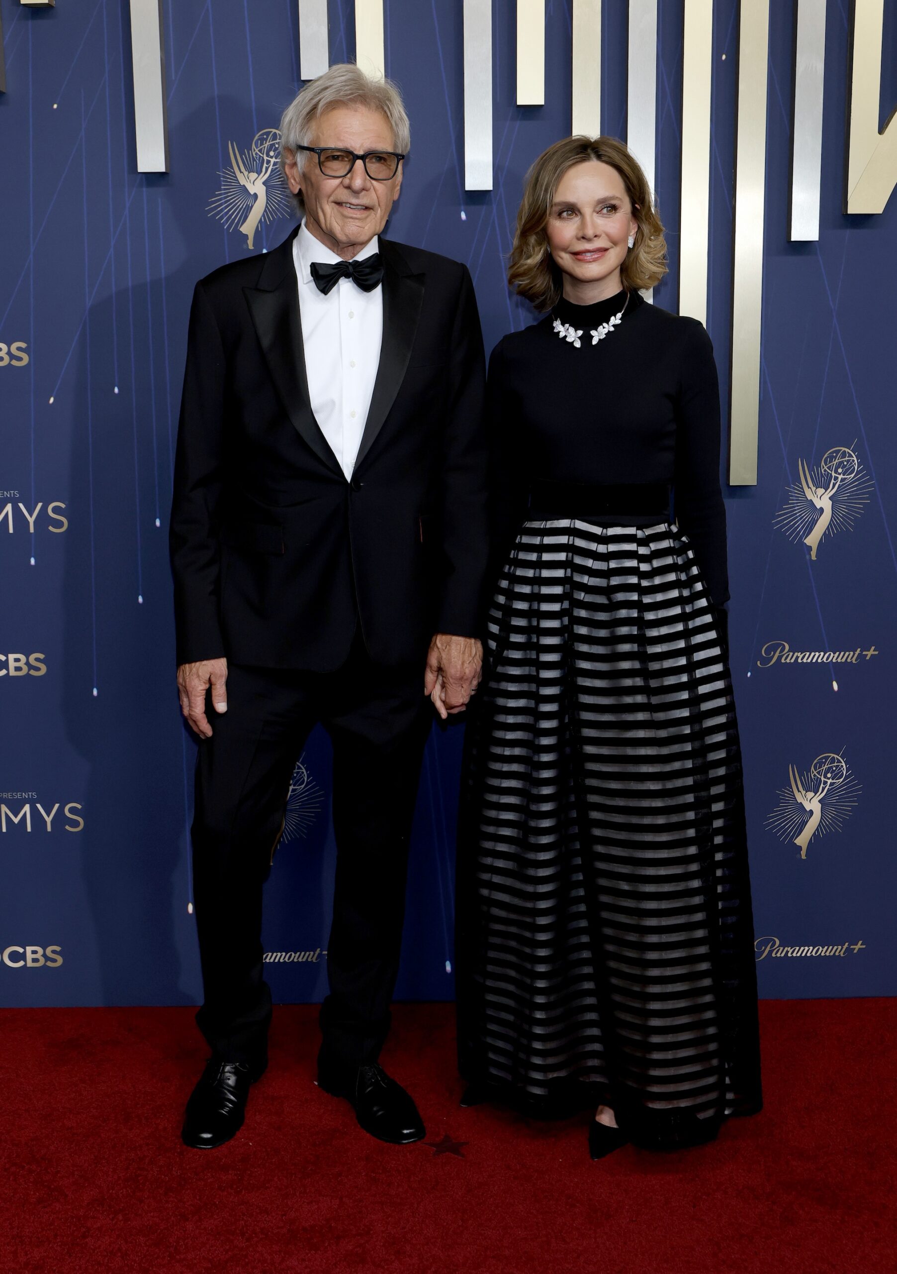 Harrison Ford and Calista Flockhart attend the 77th Primetime Emmy Awards at Peacock Theater on September 14, 2025 in Los Angeles, California.