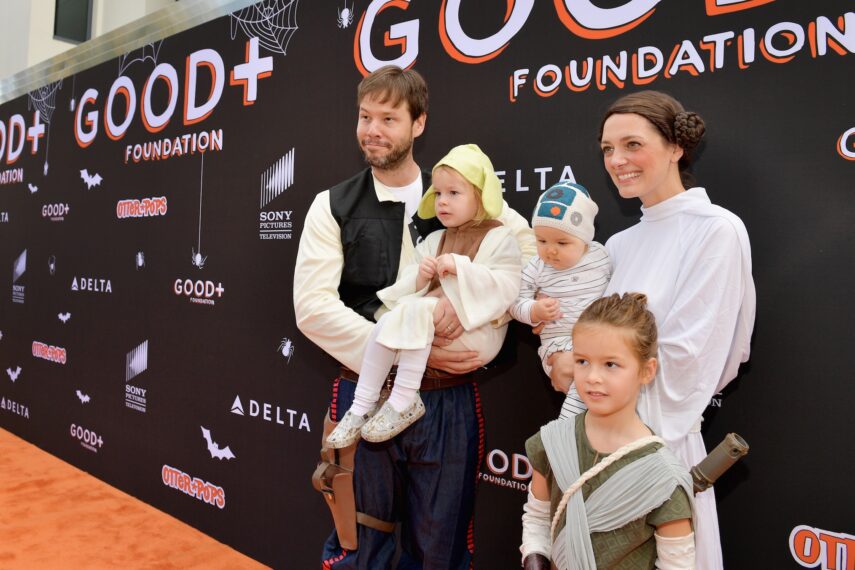 Ike Barinholtz, Erica Hanson, Payton June Barinholtz, Foster Barinholtz attends the 2018 GOOD+ Foundation's 3rd Annual Halloween Bash presented by Delta Air Lines and Otter Pops on October 28, 2018 in Culver City, California.