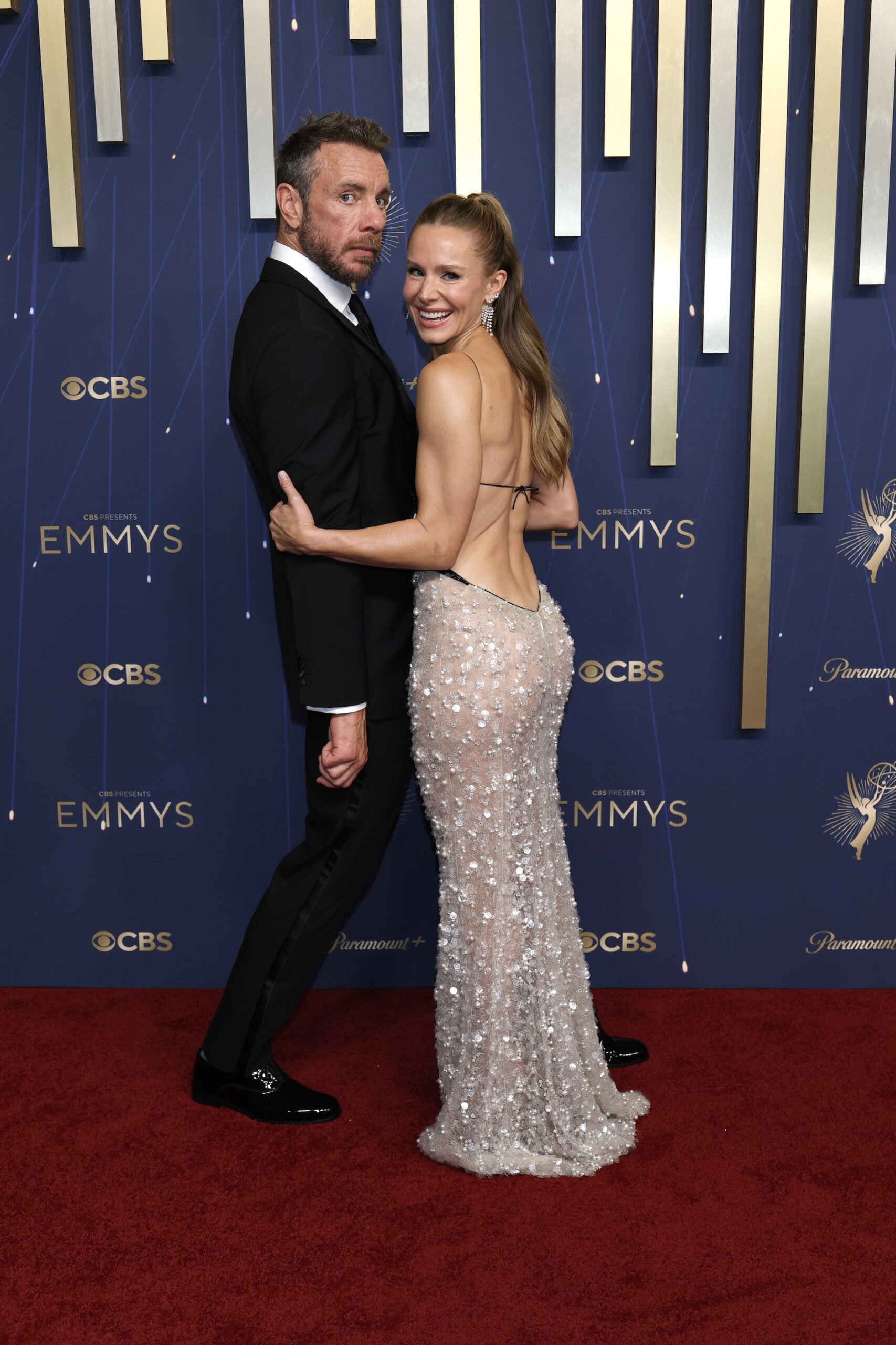 Dax Shepard and Kristen Bell attend the 77th Primetime Emmy Awards at Peacock Theater on September 14, 2025 in Los Angeles, California.