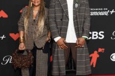 Simone Smith and LL Cool J attend the 2025 MTV Video Music Awards at UBS Arena on September 07, 2025 in Elmont, New York.