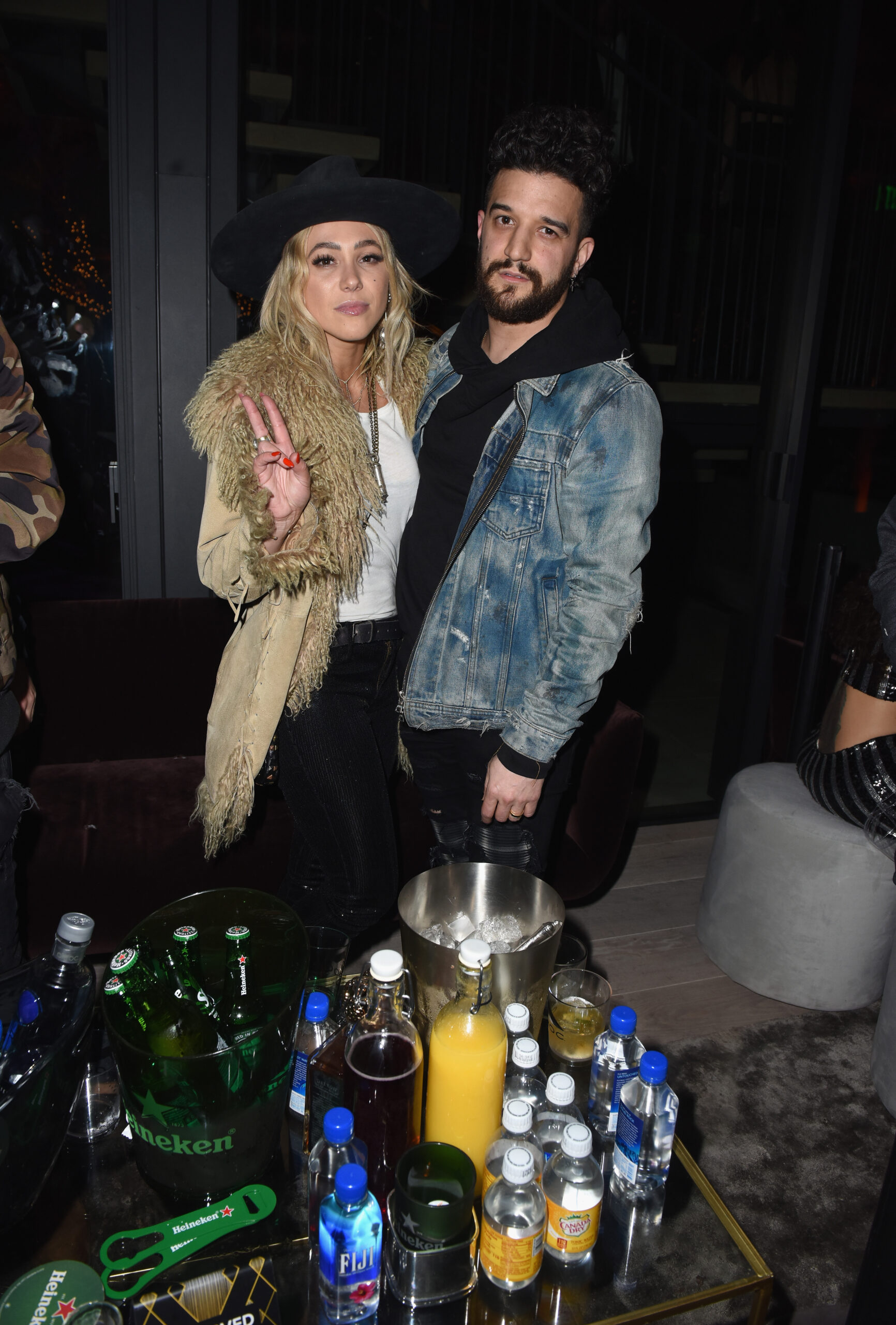 Britney Jean Carlson (L) and Mark Ballas at Republic Records Grammy after party