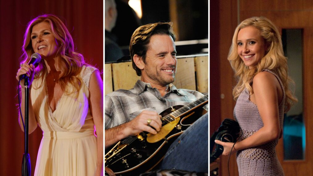 Connie Britton, Charles Esten, and Hayden Panettiere as Rayna, Deacon, and Juliette on 'Nashville'