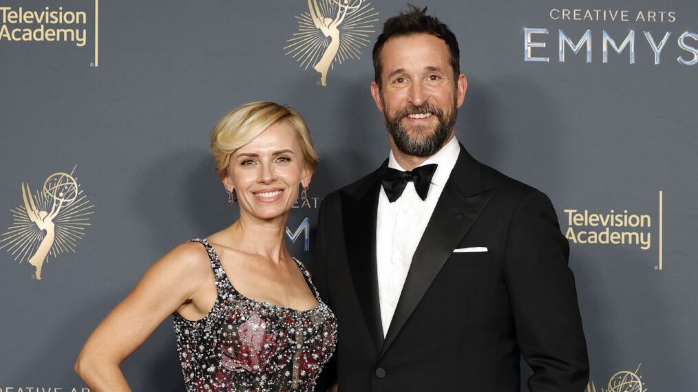Sara Wells and Noah Wyle attend the 2025 Creative Arts Emmy Awards at Peacock Theater on September 06, 2025 in Los Angeles, California.