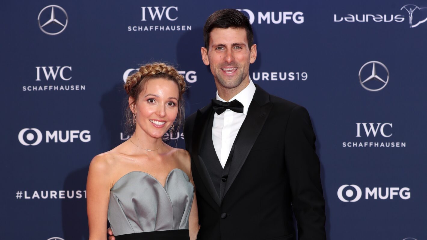 Laureus World Sportsman of The Year 2019 Nominee Novak Djokovic and wife Jelena Djokovic during the 2019 Laureus World Sports Awards