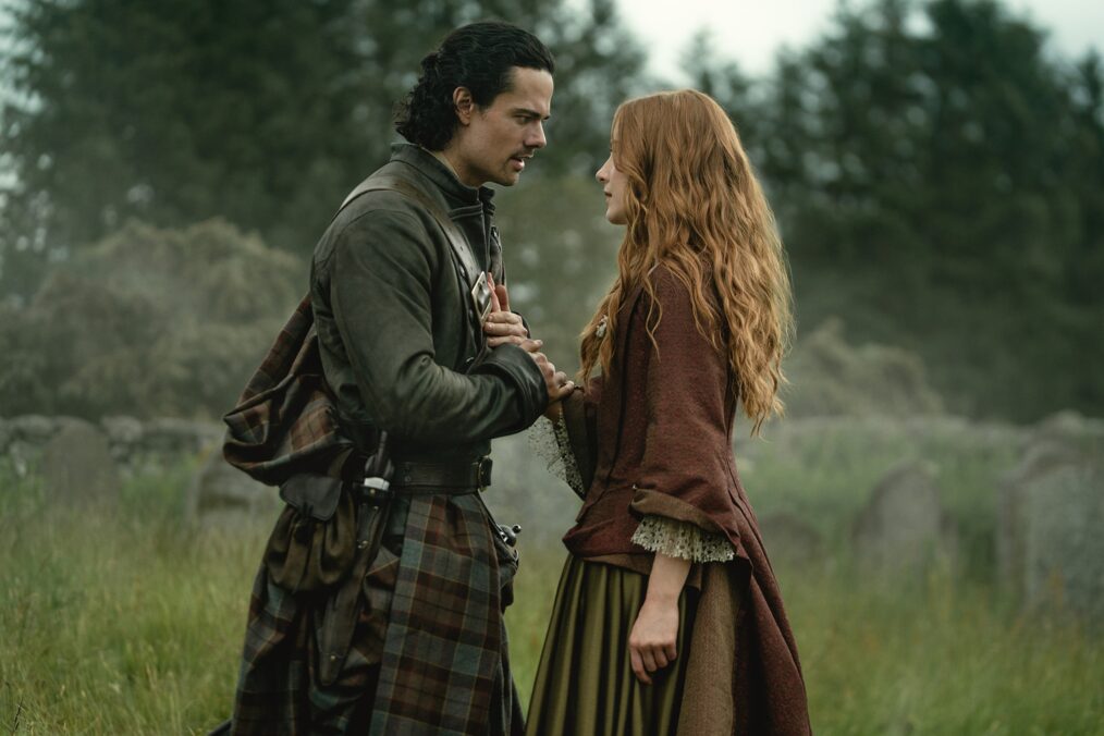 Jamie Roy and Harriet Slater in 'Outlander: Blood of My Blood' Season 1