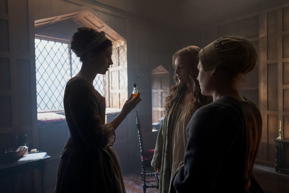 Hermione Corfield, Harriet Slater, and Sally Messham in 'Outlander: Blood of My Blood'