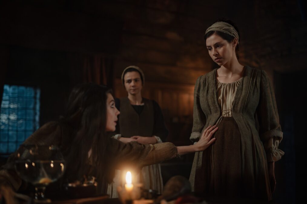 Katharine O'Donnelly, Sara Vickers, and Hermione Corfield in 'Outlander: Blood of My Blood'