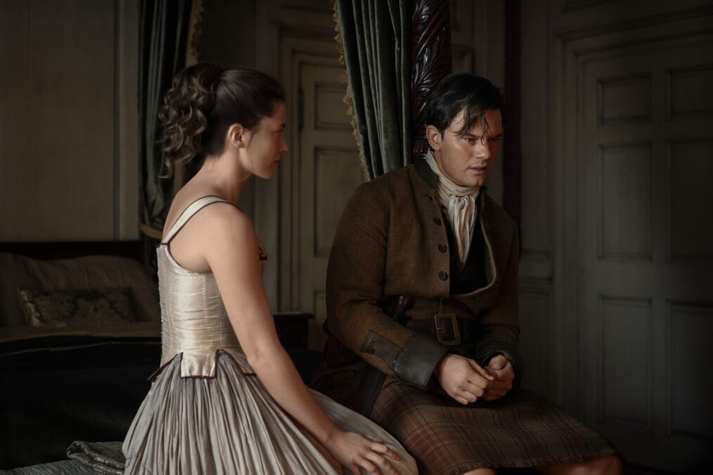 Lauren McQueen and Jeremy Irvine in 'Outlander: Blood of My Blood'