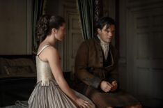 Lauren McQueen and Jeremy Irvine in 'Outlander: Blood of My Blood'