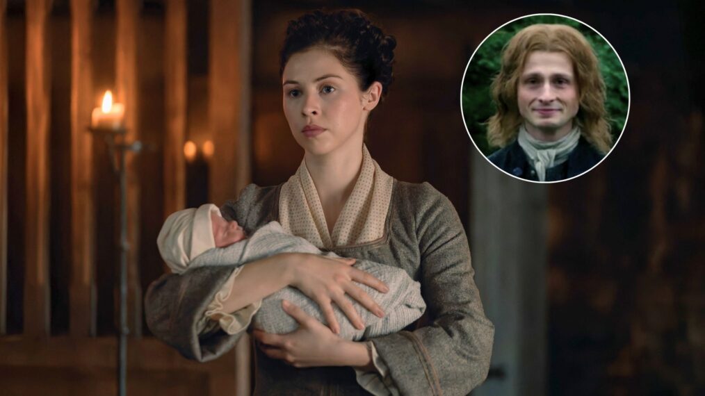 Hermione Corfield as Julia in 'Outlander: Blood of My Blood' and James Parris as Simon Fraser in 'Outlander'