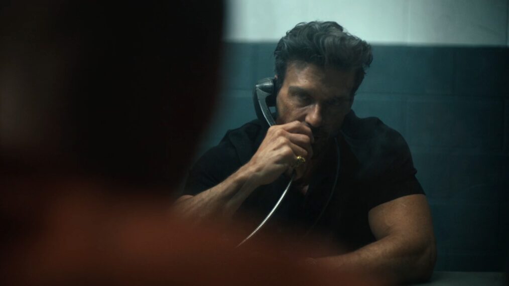 Frank Grillo's Rick Flag Sr. talks to Nicholas Hoult's Lex Luthor in 'Peacemaker' Season 2